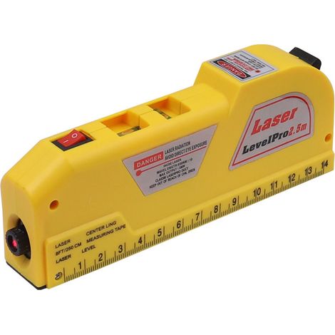 Outil de mesure portable pour la décoration : niveau laser 4 en 1 avec ruban laser et petit niveau infrarouge (ruban laser infrarouge jaune) (1/5)