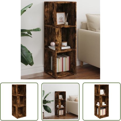 The Living Store Eckregal Räuchereiche 33x33x100 cm Holzwerkstoff - Eckschrank - Holzschrank - Regalsystem - Aufbewahrungsraum - Wohnzimmerschrank (1/5)