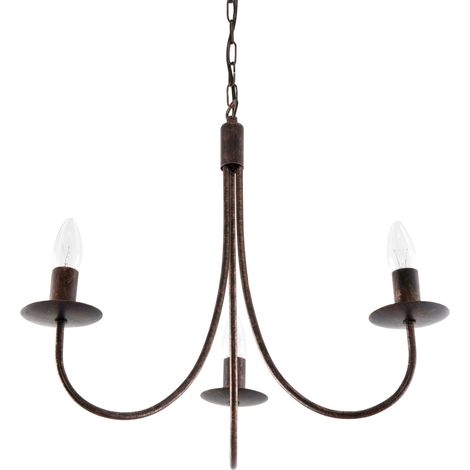 Lámpara de techo colgante tradicional tipo candelabro, color negro y oro antiguo, modelo OLD 712