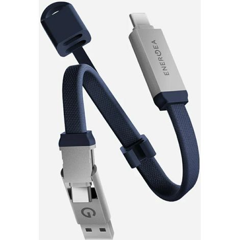 Cavo Energea Sheath Key 2 in 1 da USB-C a USB-C/USB-A, 480 Mbps, 60 W, 15 cm, blu. (1/4)