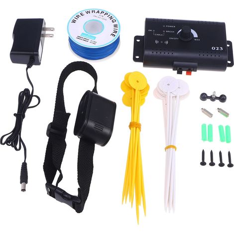 Clôture électrique sans fil pour chiens, couverture jusqu'à 1,2 acre, système de confinement pour animaux avec collier étanche, compatible uniquement avec le 110 V, noir