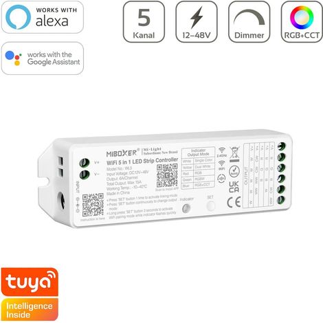 MiBoxer RGB+CCT Smart WiFi LED Controller 5 Kanal 12/48V WiFi Alexa Google Steuerung WL5 (1/5)