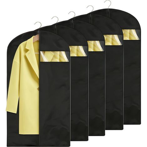 Housse de Vêtement 5 Pièces Housses de Vêtement Légères 100x60 cm, Organisateur de Vêtements, Anti-poussière Anti-humidité Anti-moisissure Rangement pour Costumes (Noir, 100cm5pcs) (1/5)