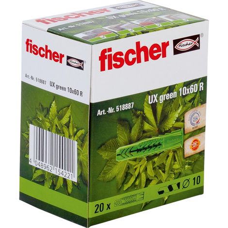Fischer - UX GREEN 10X60 Ancrage tout matériau avec anneau d'ancrage, fabriqué à partir de matières premières renouvelables / 20 pièces (1/4)