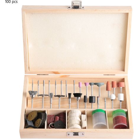 Ortviai Kit d’accessoires de meuleuse électrique 100 pièces pour gravure sur bois, bijoux et polissage de jade (1/5)