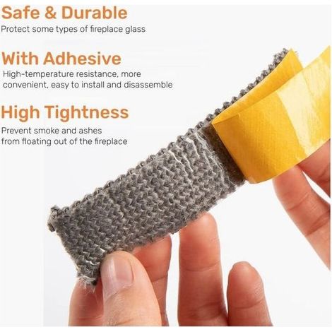 Joint Insert Cheminée, Joints Tressé Auto adhésive pour Poêle, Cheminée, Tube Poele, Porte de Four, Résistante à la Chaleur (3mm x 15mm x 2m) (1/5)