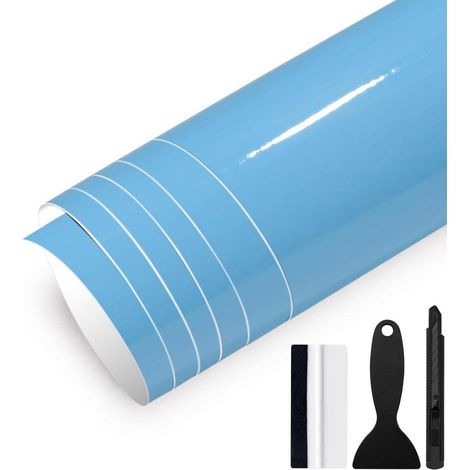 Autofolie Glanz Hellblau 30x300cm mit Installationskit (1/5)