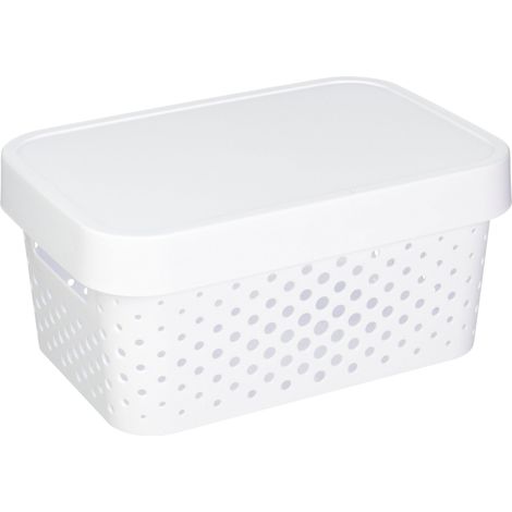 CURVER 04760-N23-00 BOÎTE À RANGEMENT INFINITY POINTS AVEC COUVERCLE 4,5L EN BLANC PLASTIQUE, 26,8X18,6X12,4 CM