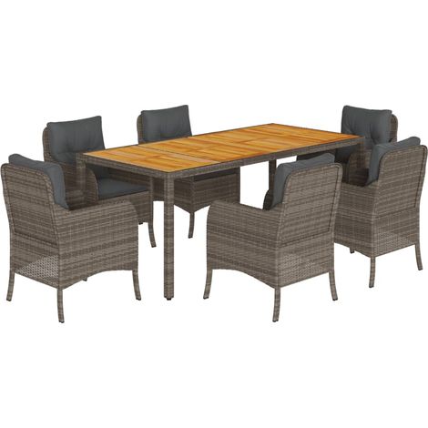 Maison Exclusive - Set comedor jardín 7 pzas y cojines ratán sint (1/5)