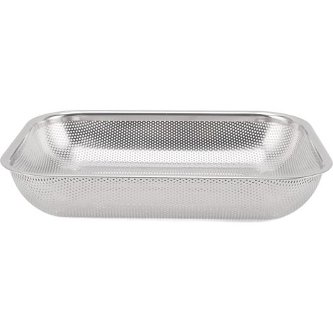 Passoire rectangulaire pour fruits et légumes, en acier inoxydable, grande taille. (1/5)