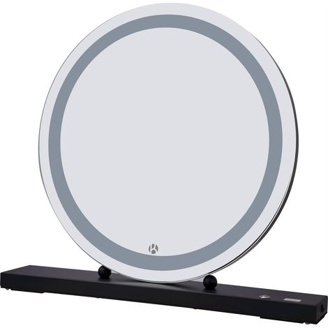 Miroir maquillage led noir usb 3 teintes réglables - noir mat avec liseré gris (1/5)