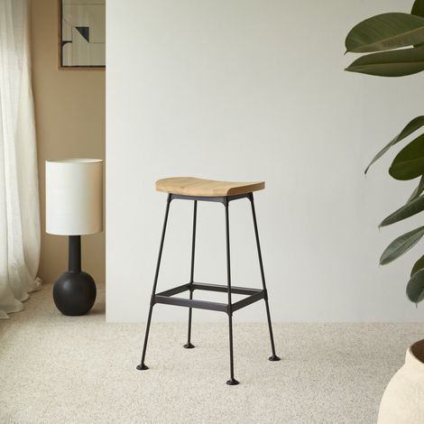 Tikamoon Metal & wood Tabouret de bar en frêne H 76 cm × L 43 cm × P 42 cm (1/5)