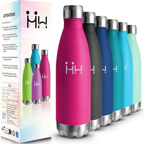 Gourde Isotherme - 500ML - Gourde Inox sans BPA, Gourde Sport Étanche, Réutilisable, Bouteille Isotherme, Processus de revêtement en Poudre, Gourde Metal pour Running, École, Bureau, Foot (1/5)