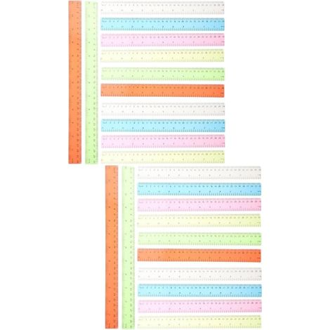 Lot de 24 règles mesure en plastique colorées pour étudiants et (1/5)