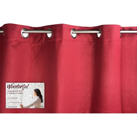TENDA WONDERFUL in tinta unita BORDEAUX CM. 140X280 BLACK OUT confezionata
