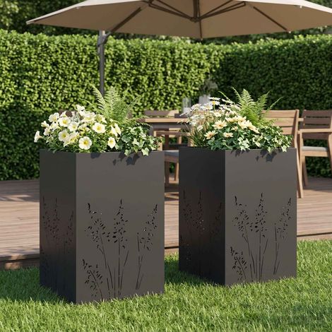 Cache-pot de jardin 2 pc Noir 50 x 50 x 75 cm (1/5)