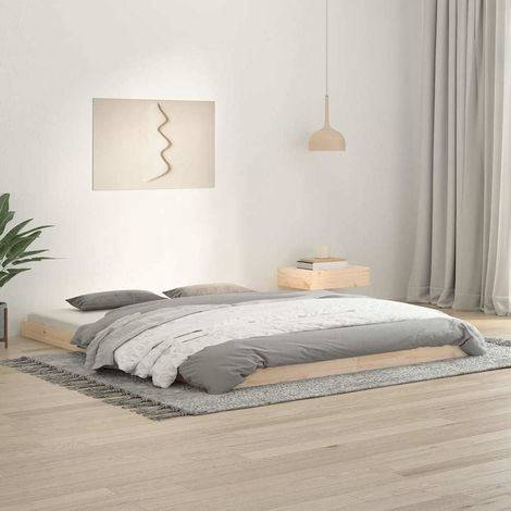 Cadre de lit 160 x 200 cm en pin massif avec sommier à lattes, sans matelas, 20kg - PANGIVO (1/5)