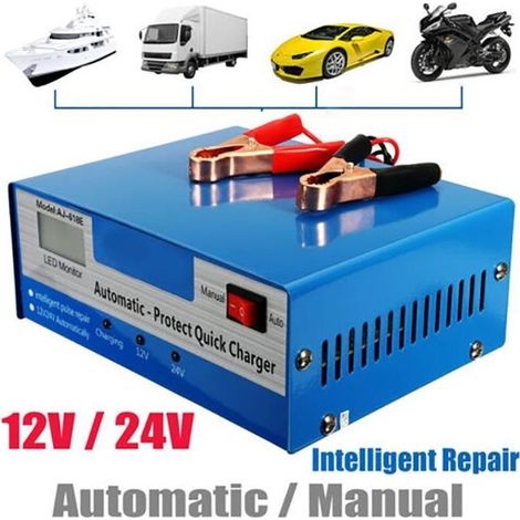 Chargeur Batterie Voiture Intelligent - 12V/24V - 10A - Automatique - Écran LCD - Voiture Camion Moto (1/4)