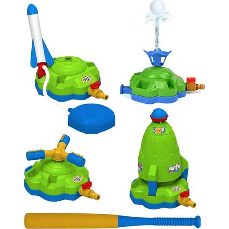 Arroseurs pour de Jardin Jeux Aquatiques 4 en 1 extérieurs pour garçons, Jeu de Lancement de Baseball interactif 3-12 Ans garçons Filles Amusement Familial extérieur (1/5)