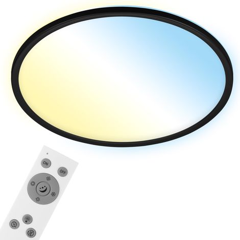 Plafonnier LED plat maison intelligente, télécommande, lampe LED, plafonnier LED, lampe de salon, panneau LED, lampe de chambre, lampe de couloir, 42x2,5 cm, noir (1/5)