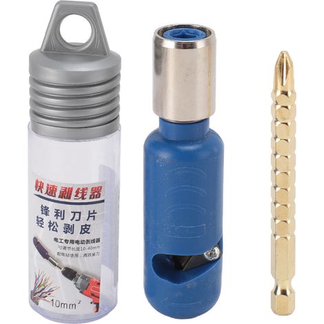 Dénudeur de fil de perceuse électrique, outil de dénudage rapide de câble de 10 mm² avec adaptateur multifonctionnel pour une puissance de 1/4 pouces (1/5)