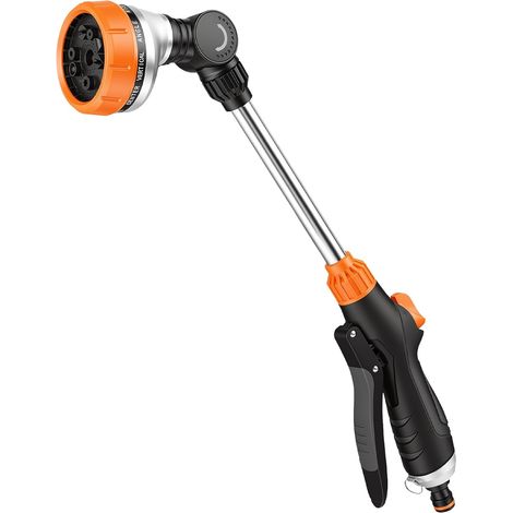 Long Spray Gun, Metal Watering Gun with 10 Adjustable Models, Metal Garden Sprinkler, 180° Swivel Head Car Wash Yard Cleaning Garden Watering (1/5)