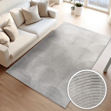 Wohnzimmer Teppich Esszimmer Kurzflor Boho Design Skandinavisch Unifarben Bogen 160 cm x 220 cm x 13 mm Anthrazit Rechteckig (1/5)