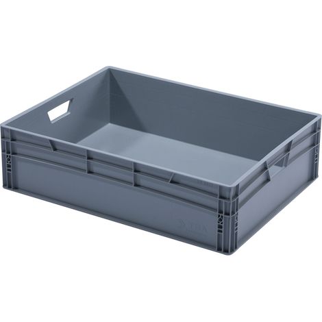 Eurobox 80x60x22 in Grau - Aufbewahrungsbox ohne Deckel mit Griffe bis 20kg belastbar, Polypropylen
