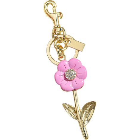 Portachiavi a forma di girasole in metallo robusto con dettagli rosa