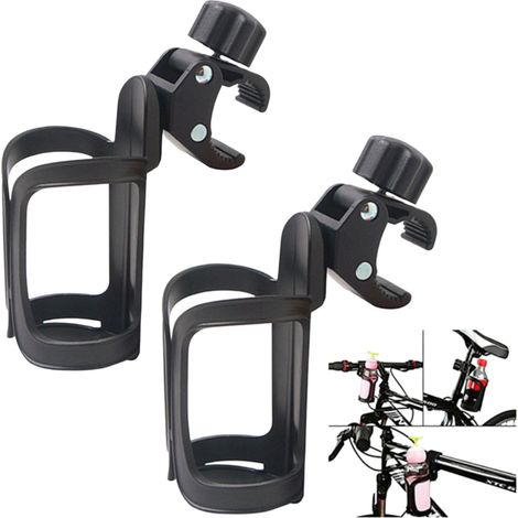 Porte-gobelet universel rotatif à 360° pour vélo, poussette, déambulateur, fauteuil roulant, scooter, chariot, moto - Enfants et adultes, lot de 2 (1/5)
