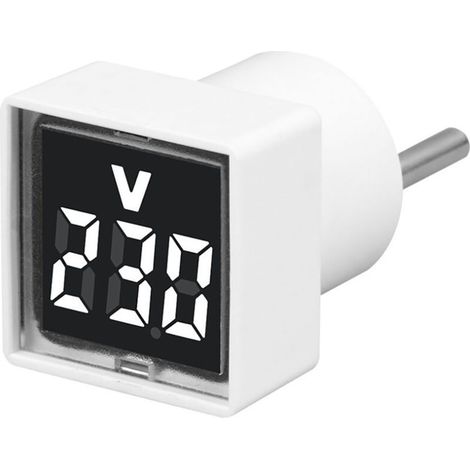Multiprise Convertisseur EU ,Voyant lumineux d'un voltmètre numérique domestique de type prise européenne carrée,Blanc (1 pièce) (1/5)