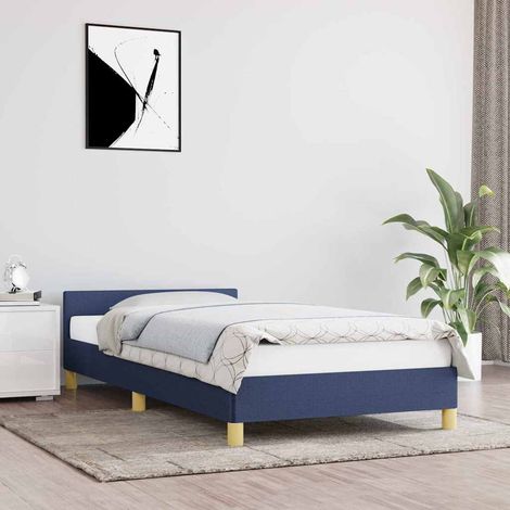 Estructura de cama con cabecero sin colchón tela azul 90x190 cm vidaXL (1/5)