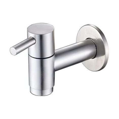CCYKXA 1 Piece Stainless Steel Wall Mounted Basin Faucet, Cold Water Tap, Garden/Laundry/Utility Fittings, G1/2 Inch Thread (1/4)