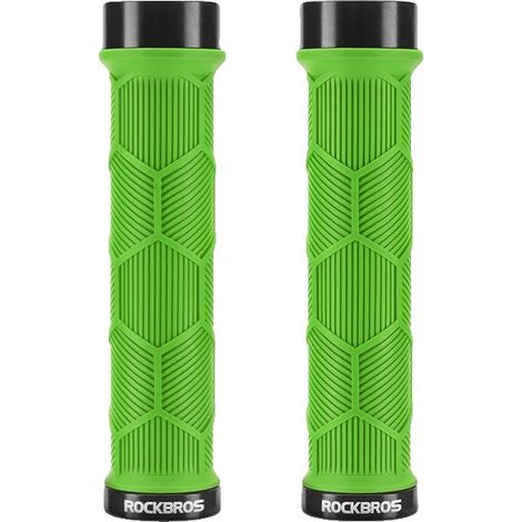 Puños para manillar de bicicleta, silicona antideslizante, diseño ultraligero, color verde. (1/2)