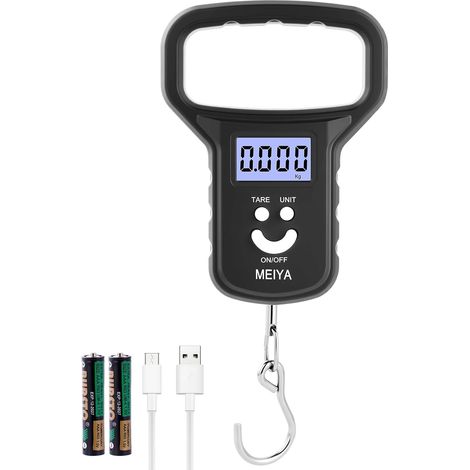 Bilancia elettronica per bagagli, bilancia da appendere per bagagli da 50 kg/110 libbre, bilancia digitale a gancio da pesca con display a LED e USB per viaggi e pesca, con display a quattro unità, gr (1/5)