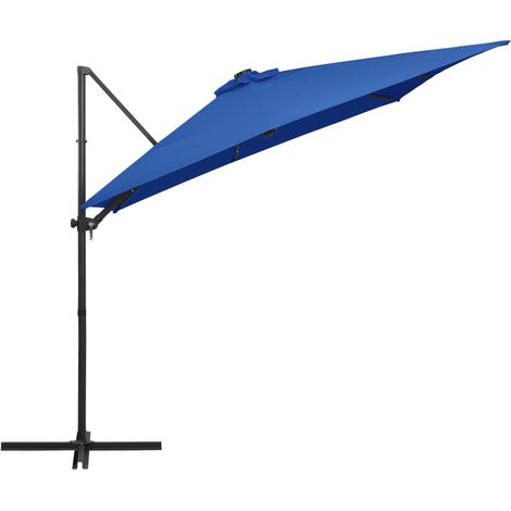 Ombrellone da giardino a sbalzo con illuminazione a LED e palo in acciaio 250 x 250 cm azzurro 020008446