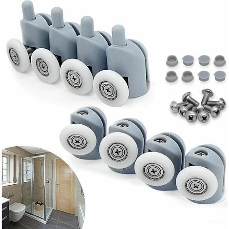 Set mit 8 Duschtürrollen, 23 mm Schiebetürrollen für Duschkabinen mit Glastür (1/4)