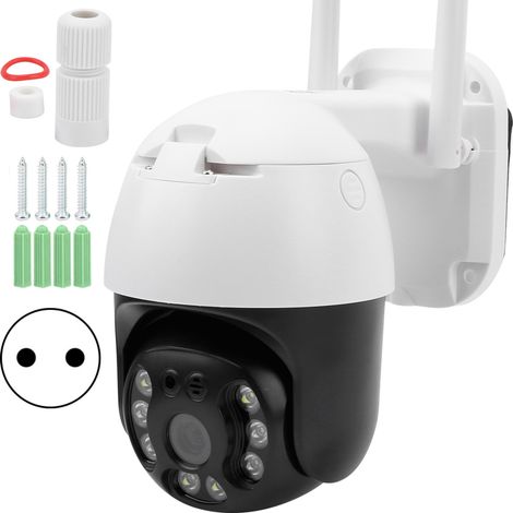 Caméra PTZ WiFi HD 3MP avec vision nocturne et détection de mouvement, audio bidirectionnel, IP66 étanche, prise UE 100-240V (1/5)