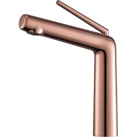 Grifo de lavabo todo en cobre, cartucho de cerámica, instalación bajo encimera, Oro Rosa (1/5)