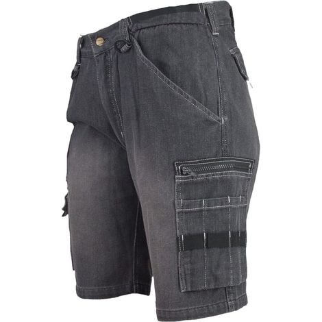 Short de travail urgent en denim gris 605 62 (1/5)