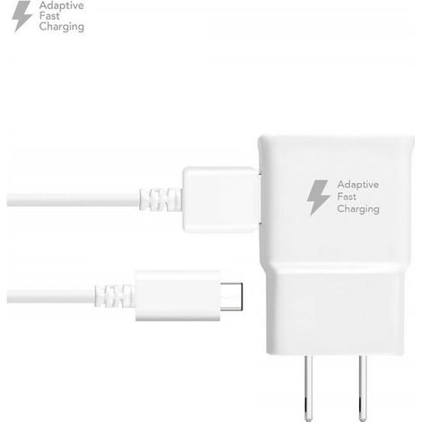 Chargeur mural Samsung Galaxy A5 2017 authentique avec câble USB-C blanc, adaptateur secteur rapide, alimentation fiable, accessoire d'origine compatible, kit de recharge complet. (1/5)