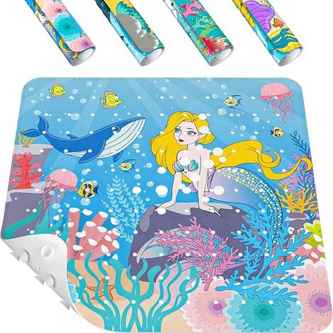 Carré Tapis de Douche antidérapant pour Enfants Tapis de Bain Tapis de Baignoire avec ventouses et Trous d'évacuation Lavable en Machine (1/5)