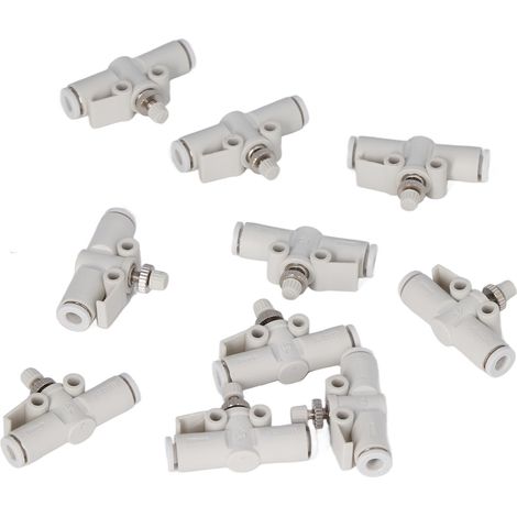 10 raccords de tuyau pneumatiques droits à connexion rapide en PVC pour vanne de régulation de débit d'air (1/5)