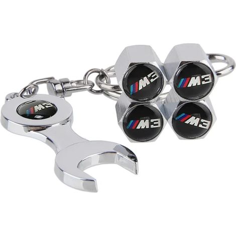 (M3 Argent) 4 bouchons de valve de pneu de voiture avec protection d'air, compatibles avec X1 X2 X3 X4 X5 X6 X7 E84 F48 F39 E83 F25 G01 F26 G02 E53 F70 F15 (1/5)
