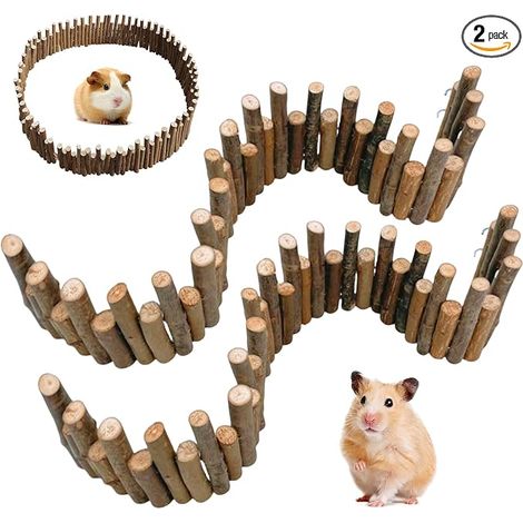 Hamster Clôture en Bois, Clôture en Bois pour Hamster, Jouet d'escalade Bois pour Hamster, Pet Pont pour Petit Rongeur Nature Bois pour Petits Animaux, Hamster, Souris, Rat, Oiseaux, 50CM (1/5)