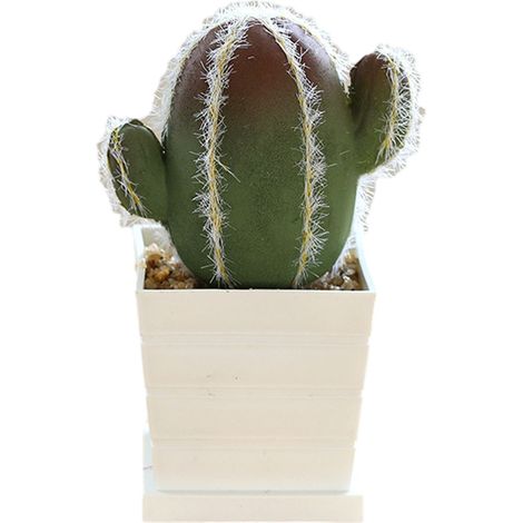 Cactus Artificiel - Pot Plastique - Décoration Intérieure Bureau Maison Café - 1 Pièce (1/5)