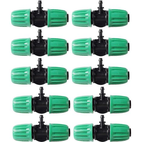 1/2 Zoll T-Stück mit Widerhaken für Bewässerungsschläuche, 10er-Packung, kompatibel mit Schläuchen mit 13 mm/4 mm Innendurchmesser, Gartenarmatur, robuster Abzweigadapter. (1/5)