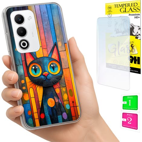 Coque pour Oppo A5 5G, motif chaton, dos photo + verre 9H (1/5)