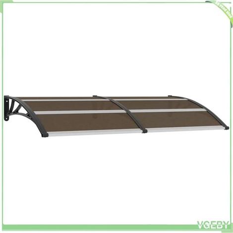 Auvent de porte - FAFEICY - 45635 - 200 x 100 cm - Support noir & feuille polycarbonate marron - Cadre ABS + aluminium (1/5)