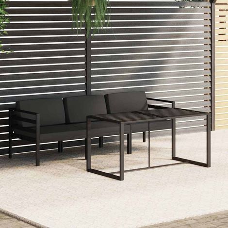 vidaXL Set muebles de jardín 4 pzas y cojines aluminio gris antracita (1/5)